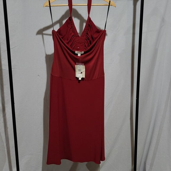Red evening dress vintage Jessica plus size halter beaded formal prom 90s new - Picture 7 of 14